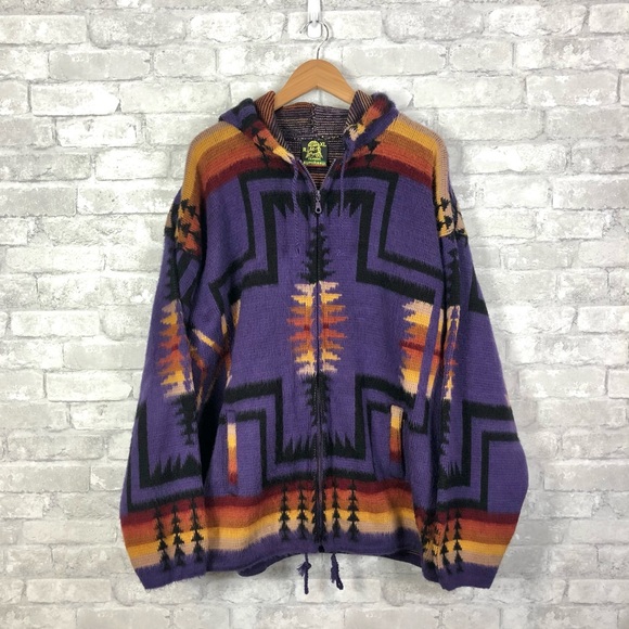 Tejidos Ruminahui Other - Vintage Wool Alpaca Aztec Ecuador Full Zip Hoodie